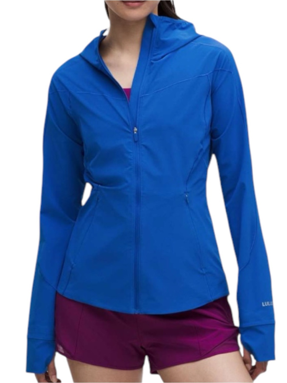 LULULEMON Mist Over Galactic Cobalt Full Zip Windbreaker Hood Jacket Packable 10
